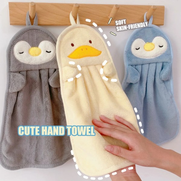 Baby Hand Towel Can Hang Absorbent Towel Cute Penguin Duck Skin-friendly and Soft for Children Towels Bathrobe Home Textile