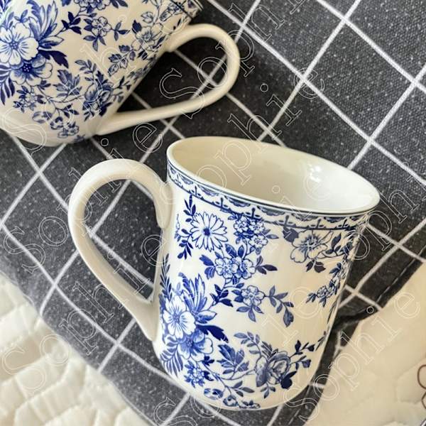 Ceramic Coffee Cup European Style Water Cups Retro Pattern Mug Underglaze Color Cups Beautiful Afternoon Tea Large Capacity Mugs
