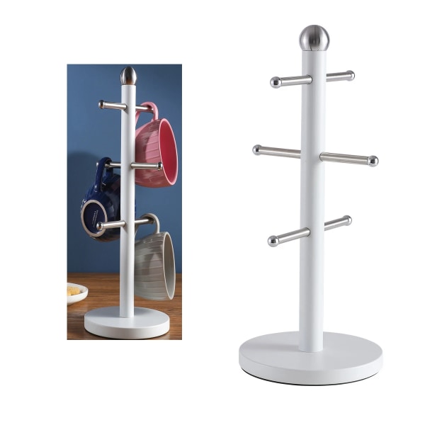 Rotatable Cups Drying Rack Nonslip Kitchen Cups Mugs Display Shelf Desktop Six Countertop Organizer Coffee Cup Rack Tea Mugs