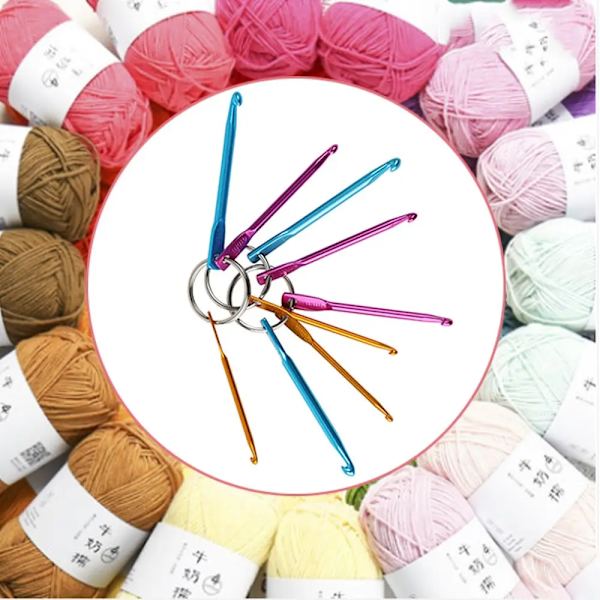 3Sizes/set Mini Aluminum Keychain Crochet Hooks DIY Multicolour Crafts Tools Knitting Needles