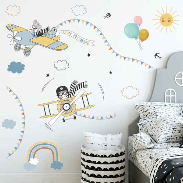 Cartoon Flying Removable Wall Stickers Waterproof DIY Decals Decor Art for Living Dining Nursery Kids Baby Bedroom Mural Posters
