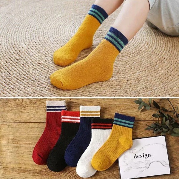 5 Pairs/lot Winter Cotton Thicken Children's Socks Baby Kids Warm Tube Socks Toddler Boys Girls Solid Floor Stripes Socks