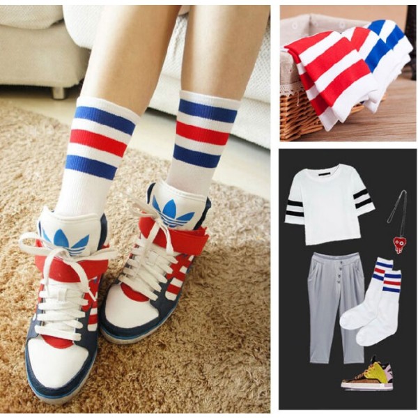 5pairs  Women Dress Socks Striped Cotton Sports Stockings Lovers Sock Girl Unisex School
