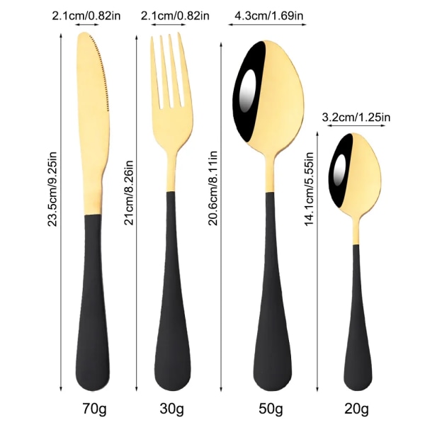 Black Gold Cutlery Set Stainless Steel Dinnerware Set 16Pcs Knives Forks Coffee Spoons Flatware Set Kitchen Dinner Tableware Set