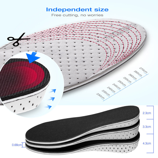 US Women Men Invisible Heel Lift Taller Shoe Inserts Pad Height Increase Insoles