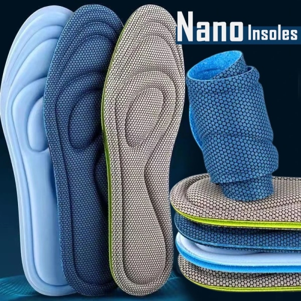 4PCS Memory Foam Orthopedic Insoles for Shoes Men Women Nano Antibacterial Deodorization Insole Sweat Absorption Running Cushion