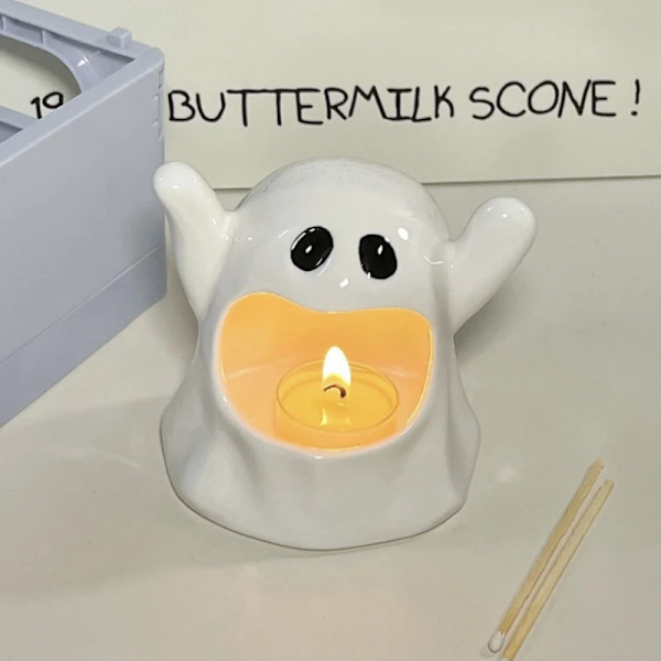 Halloween Candle Holder Ceramics Ghost Candlestick Scented Candle Holder Hanging TeaLight Candlestick Wedding Angel Table Decor