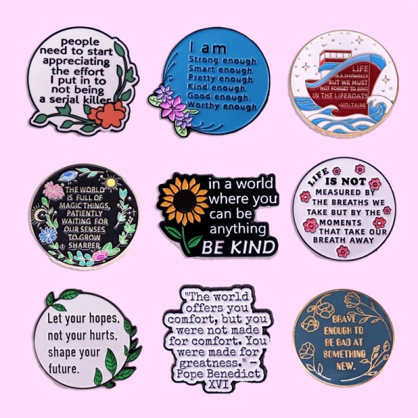 Funny Famous Quotes Badges Inspirational Brooches Fashion Lapel Pins Unique Jewelry Gifts Clothing Accessories For Friends