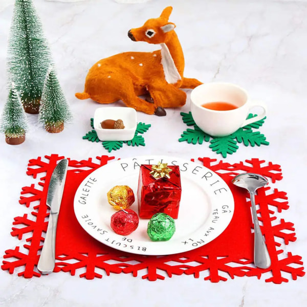 20PCS Snowflake Placemats Christmas Snowflake Tableware Mat Dining Room Heat Preservation Mat Christmas Decorations