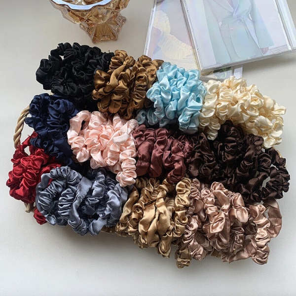 3Pcs Satin Silk Scrunchies Elastic Hair Band Scrunchy Bobbles Hair Ropes Rings+