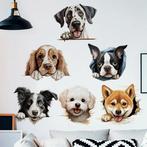 Cute Pet Spotted Dog Decorative Stickers Large Children's Room Pet Shop Animal Damaged Walls Stickers