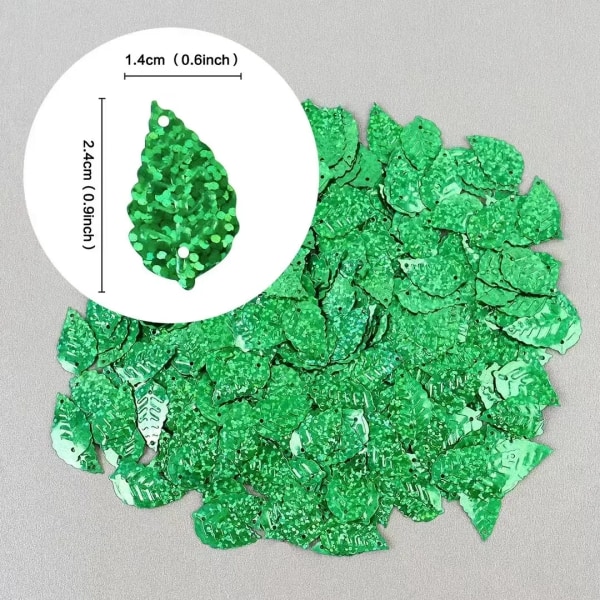 100pcs/Pack 13*24mm  Laser Green Leaf Sequins PVC Paillettes Sewing Wedding Craft Women Kids DIY Garment Lentejuelas Accessory