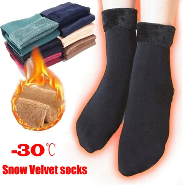 Women Winter Warm Socks Thicken Thermal Snow Boots Floor Socks Black Skin Soft Thermal Velvet Wool Cashmere Home Sleeping Socks