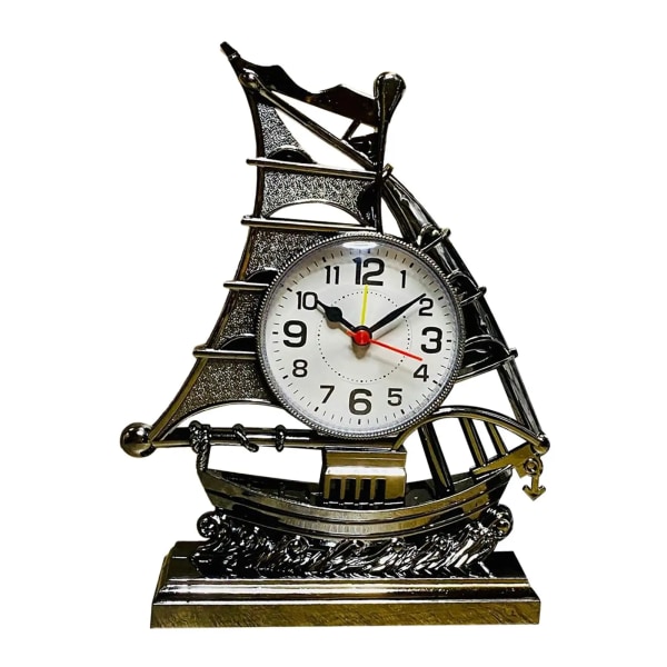 Desk Clock Home Decor Ornament Sailing Figurine Alarm Clock Table Clocks for