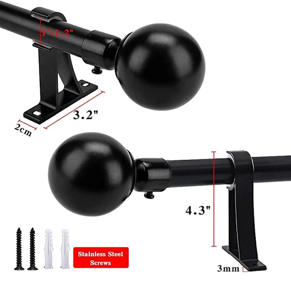 6Pcs Curtain Rod Bracket Set Single Hole Small Curtain Rod Hooks for Wall Heavy Duty Curtain Drapery Rods Black