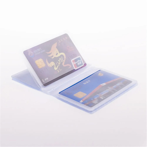 Semi Transparent Card Holder Inside Bag PVC Waterproof Folded ID Credit Bank Name Business Card Pockets Inner Pages Office Suppl