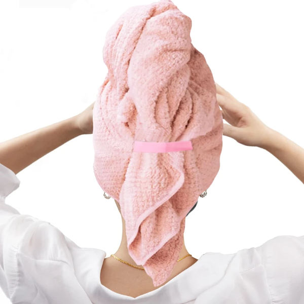 Super Absorbent Super Soft and Fast Drying Large Wrapping Towel with Superfine Fiber Coral Velvet Hair Drying Cap