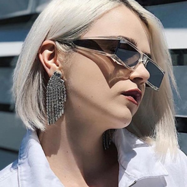 Fashion Rectangle Small Sunglasses Women Luxury Brand Mirror Clear Lens New 2023