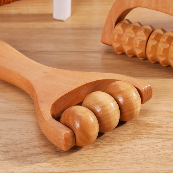 Roller Massager Wooden Therapy Body Massage Tool Foot Face Shoulder Neck Hand Push Roller Massager Body Soothing Massage Tool