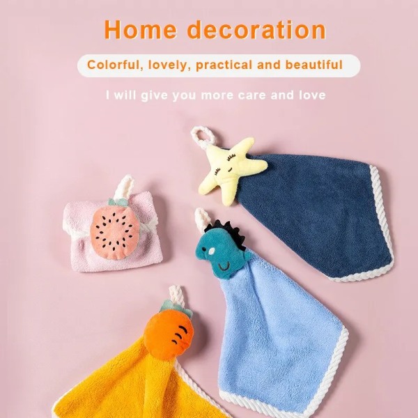 Coral Fleece Hangable Thicken Towel CartoonTowel Cute Absorbent Hand Towels Cleaning Cloth Rag Handkerchief