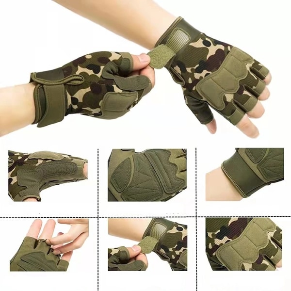 Military Tactical Gloves Army Outdoor Sports Shooting CS Fingerless Gloves Half Finger Anti-Slip Bicycle Riding Fitness Gloves