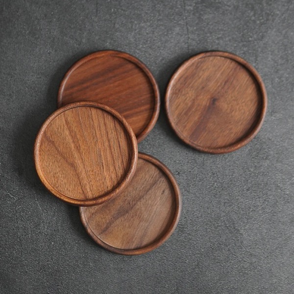 1PC Wooden Coaster Placemats Tea Coffee Cup Pad Durable Heat Resistant Round Bowl Teapot Mat Insulation Tableware Mug Holder