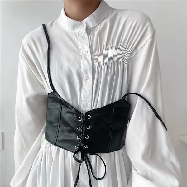 Women's Corset Wide Belt PU Leather Slim Fit Belt Suspender Women's Gothic Decorative Dress Elegant Sexy Fashion Luxury Black