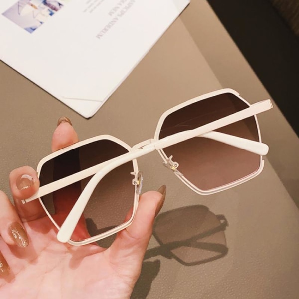 Half-Frame Sunglasses Summer Oversize Metal Square Eyewear UV 400 Sun Glasses