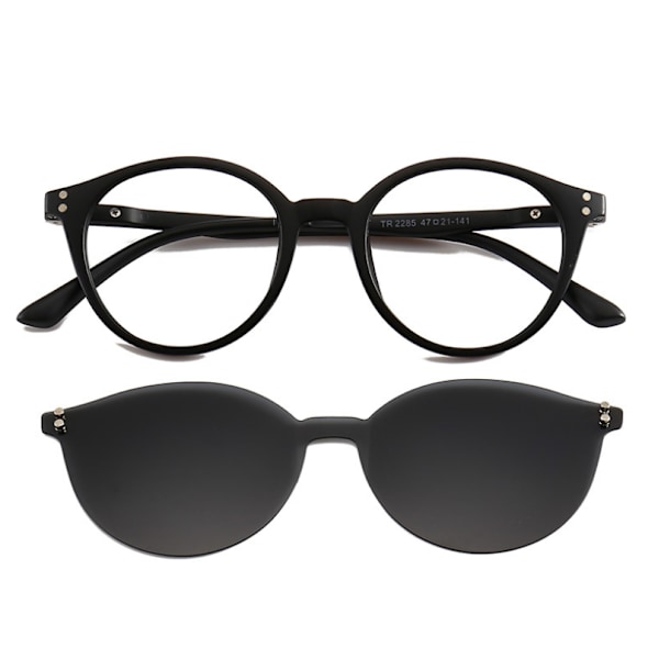 Round Magnetic Sunglasses Clip on Eyeglass Frames Polarized Driving Rx UV D529