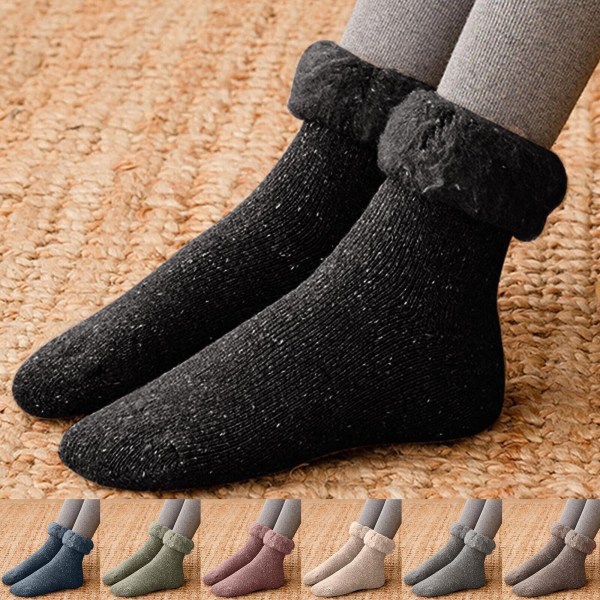 Women Winter Thickened Snow Socks Plus Velvet Mid Tube Socks Turn Girl Idolize