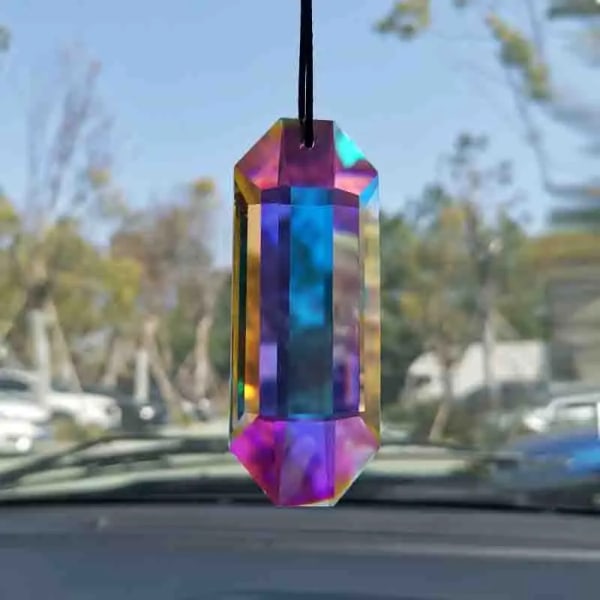 76mm Crystal Hexagonal Prism Hanging Pendant Rainbow Suncatcher Chandelier Bead Parts Garden Sun Catcher Chakras Home Decoration