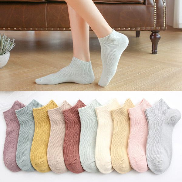 10 Pairs Ladies Breathable Solid Cotton Deodorant Medium Stockings