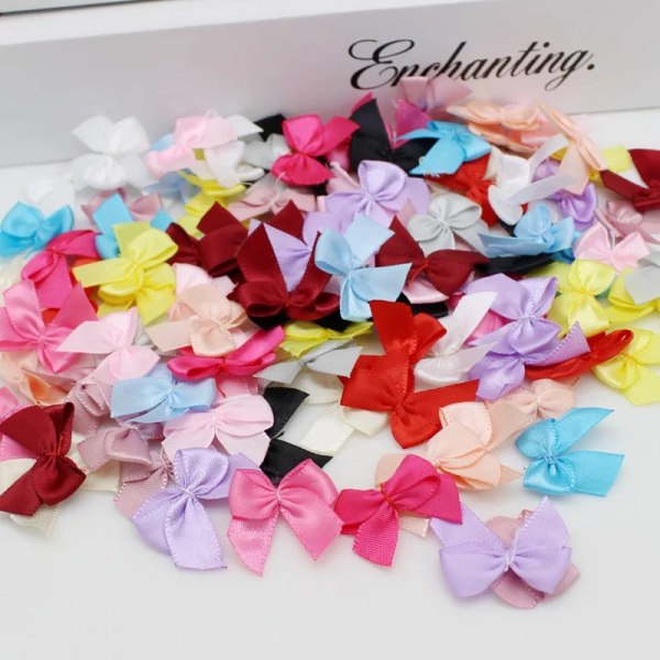 50/100pcs Mix noeud ruban Satin Ribbon Bows 25mm Hand Bow-knot Tie Small Bows for Crafts Christmas Party Decor Accessories