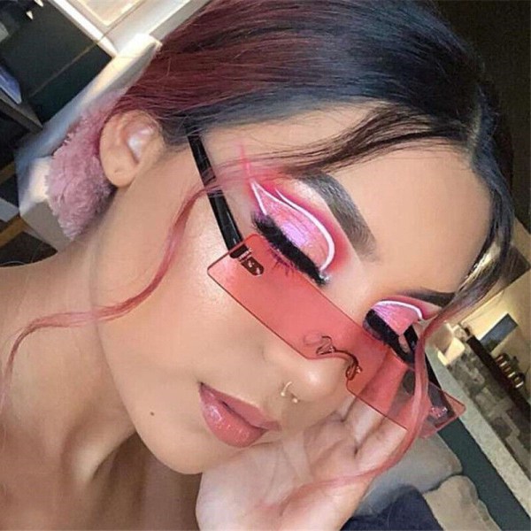 Sunglasses One Piece Lens Shield Oversized Retro Rimless Fashion Women Futuristi