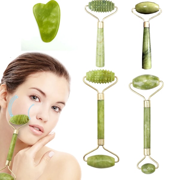 Jade Stone Facial Massage Roller For Face Eye Face Neck Natural Massager Guasha Scraper Thin Lift Beauty Slimming Tools Roller