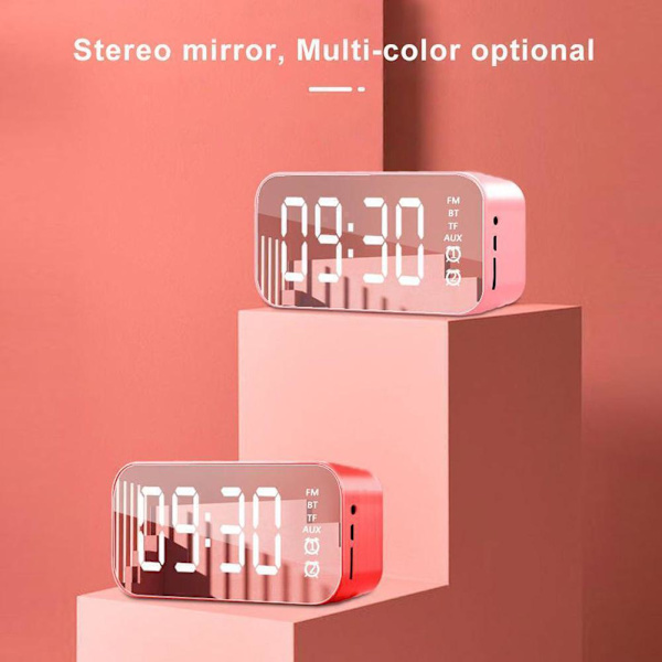 Portable Bluetooth Speaker with FM Radio Alarm Clock V0 and Card Mirror P N9D2