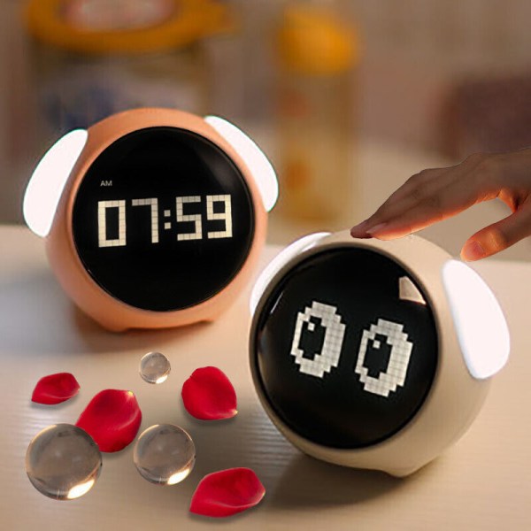 Alarm Table Wall Clock Digital Night Light Gift Cute Dog Kids Clock LED Sound