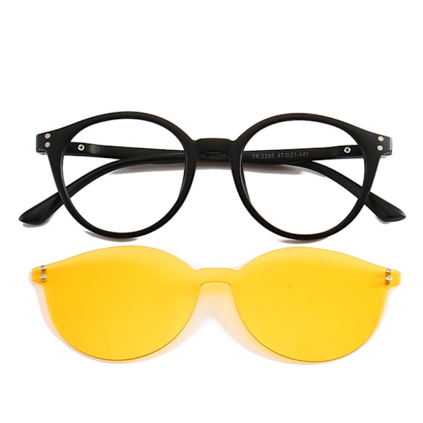 Round Magnetic Sunglasses Clip on Eyeglass Frames Polarized Driving Rx UV D529