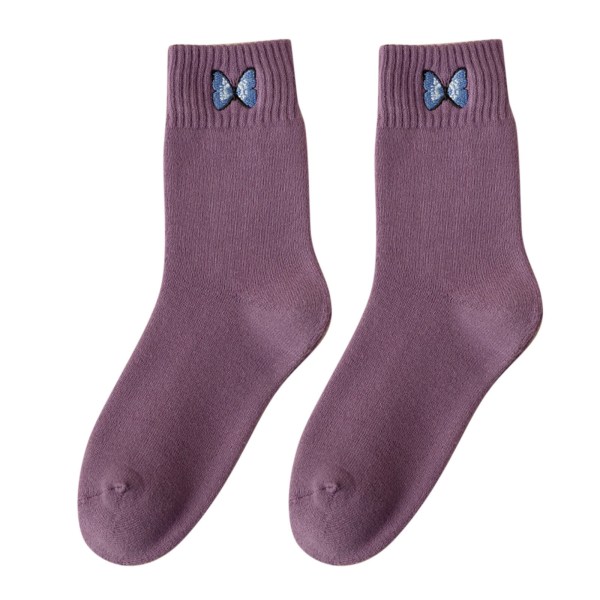 Purple Thick Socks Women Middle Tube Socks Autumn And Winter Plus Dress Garter