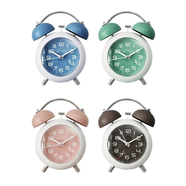 Vintage Metal Alarm Clock with Backlight Retro Design Gentle Wake Up Call Blue