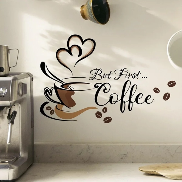 1PC Coffee Cup Pattern Wall Sticker DIY Creative Wall Painting for Coffee Shop Bar Kitchen Self Adhesive Sticker