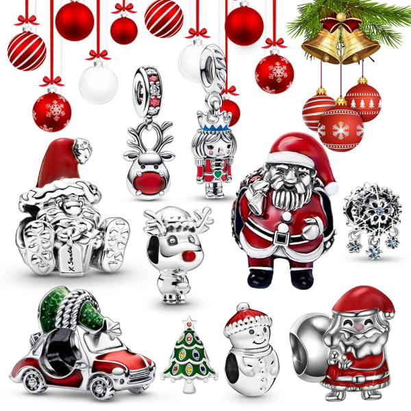925 Sterling Silver Charm Christmas Snowman Charms Elk Tree Bead pendant Fit Original Pandora Bracelet Women Jewelry DIY Gift