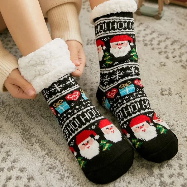 Home Slippers Women Winter Floor Shoes Christmas Elk Indoor Socks Shoes Warm Fur Slides Lady Plush Slippers Anti Slip Dispensing