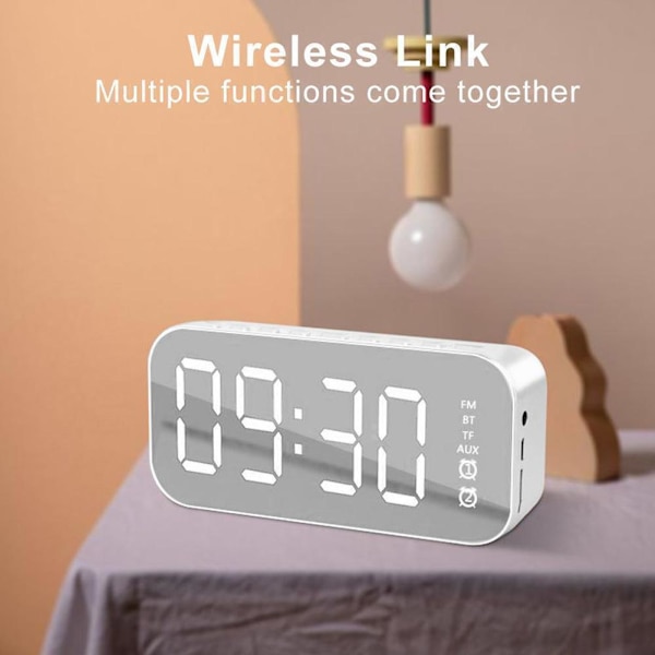 Portable Bluetooth Speaker with FM Radio Alarm Clock V0 and Card Mirror P N9D2