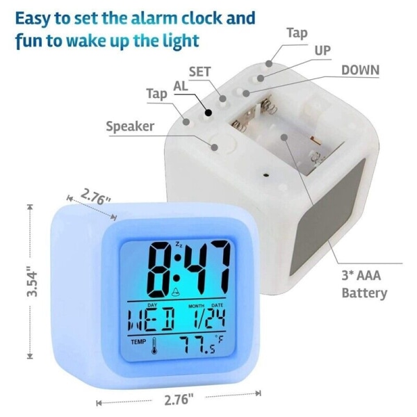 Small Desk Bedside Clocks,Display Time/Date LED Night Light with Snooze C8N7)