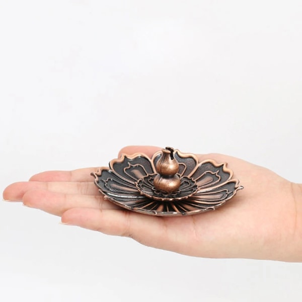 Alloy Incense Burner Stick Holder Buddhism Lotus Line Incense Plate Sandalwood Coil Base Temples Yoga Studios Home Decoration