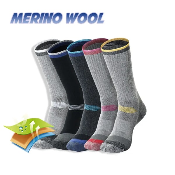 3 Pairs Merino Wool Ski Hiking Socks Men Women Winter Outdoor Sports Mountaineering Thermal Socks Thicken Breathable Size 35-47