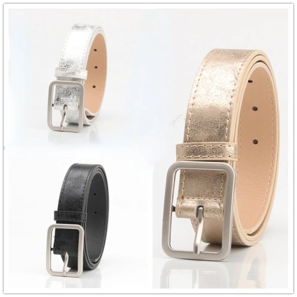Fashion Bright Surface PU Leather Belt for Women Square Pin Buckle Belt Ladies Dress Jeans Strap Girls Waistband Adjustable Belt