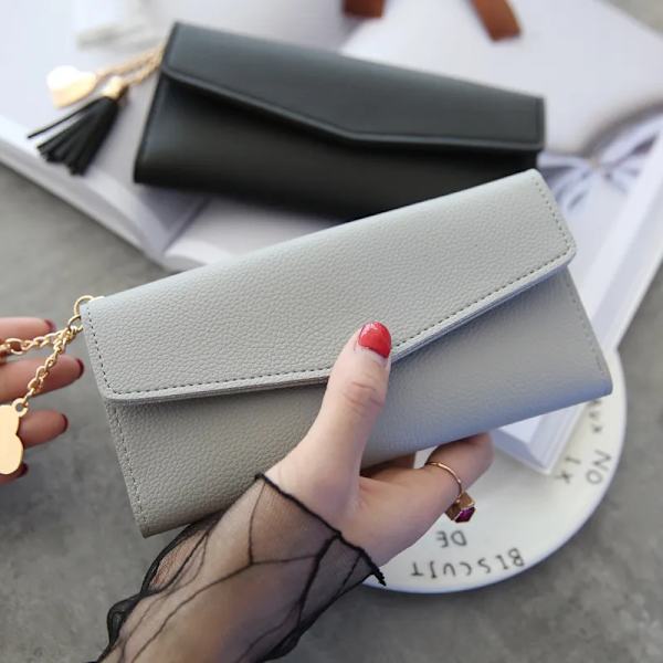 2022 Fashion Women Wallets Simple Zipper Purses Black White Gray Red Long Section Clutch Wallet Soft PU Leather Money Bag