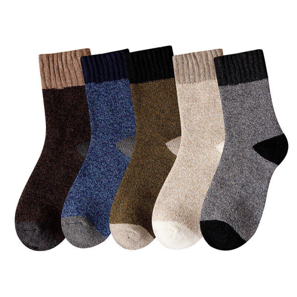 5 Pairs of men's winter wool thick warm breathable medium stockings